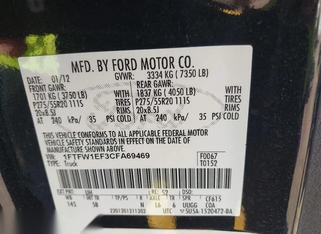 1FTFW1EF3CFA69469 2012 2012 Ford F-150- FX4 9