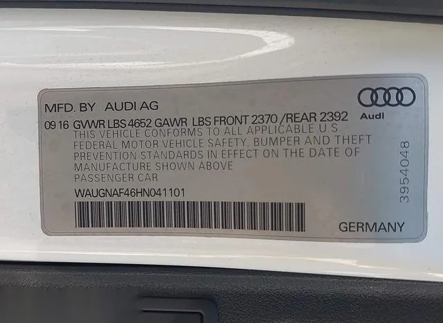 WAUGNAF46HN041101 2017 2017 Audi A4- 2-0T Premium 9