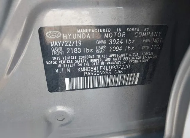 KMHD84LF4LU937220 2020 2020 Hyundai Elantra- Value Edition 9