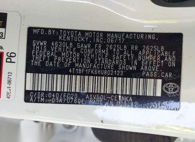 4T1BF1FK6HU802123 2017 2017 Toyota Camry- LE 9