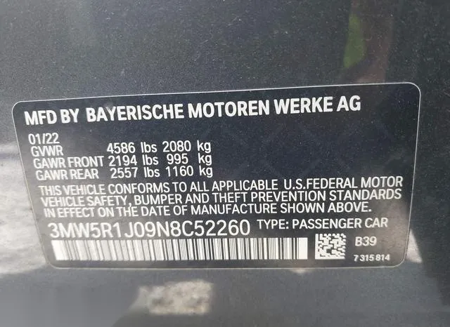 3MW5R1J09N8C52260 2022 2022 BMW 3 Series- 330I 9