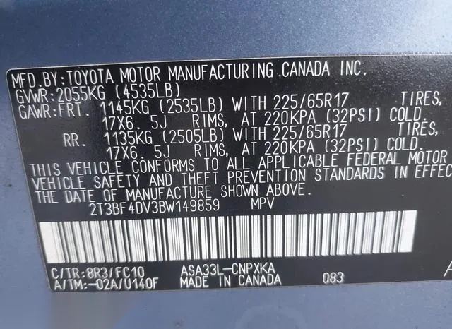 2T3BF4DV3BW149859 2011 2011 Toyota RAV4 9