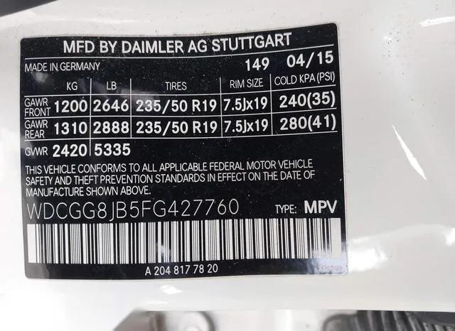 WDCGG8JB5FG427760 2015 2015 Mercedes-Benz GLK 350- 4Matic 9