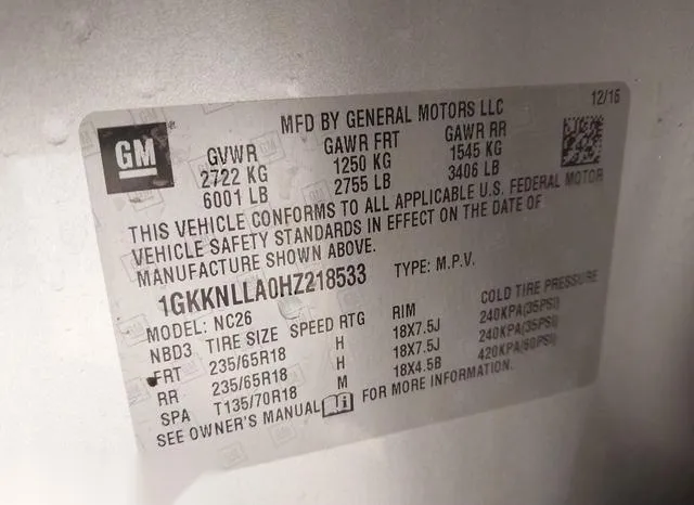 1GKKNLLA0HZ218533 2017 2017 GMC Acadia- Sle-2 9