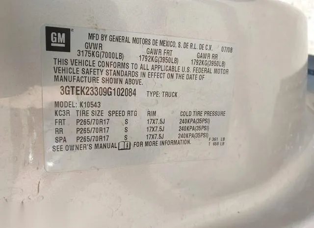 3GTEK23309G102084 2009 2009 GMC Sierra- 1500 Sle 9