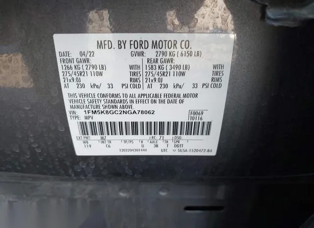 1FM5K8GC2NGA78062 2022 2022 Ford Explorer- ST 9