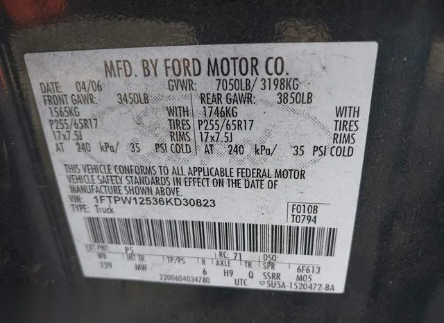 1FTPW12536KD30823 2006 2006 Ford F-150- Lariat/Xlt 9