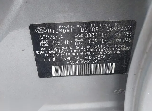 KMHDH4AE2EU207576 2014 2014 Hyundai Elantra- SE 9