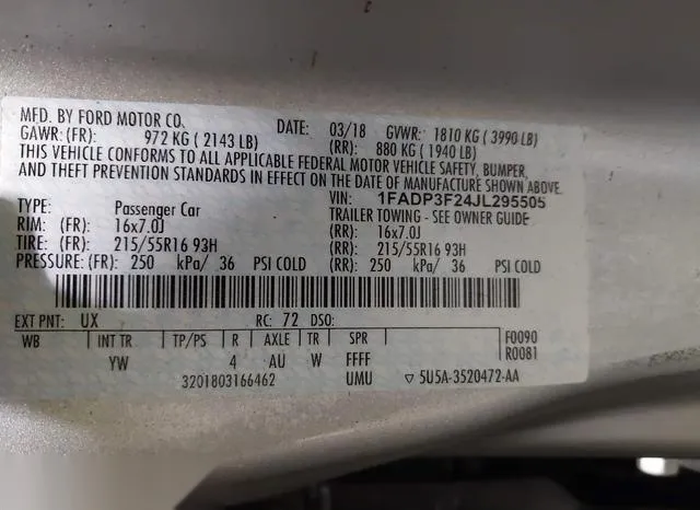 1FADP3F24JL295505 2018 2018 Ford Focus- SE 9