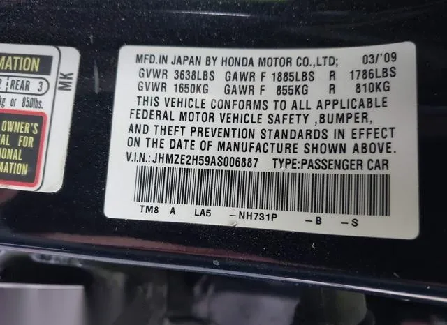 JHMZE2H59AS006887 2010 2010 Honda Insight- LX 9