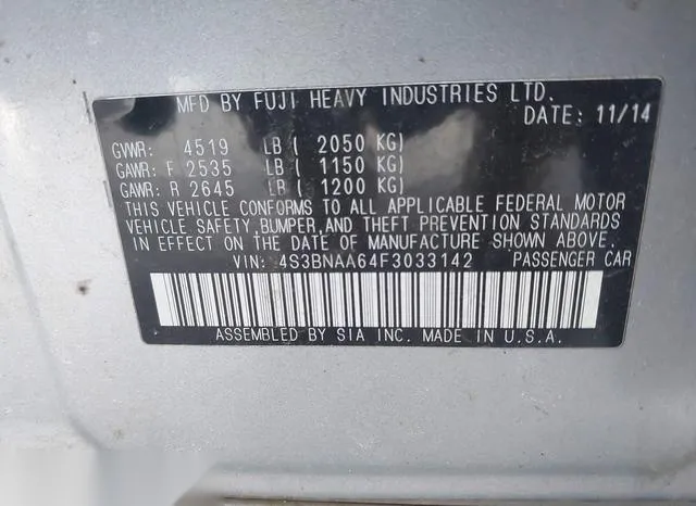 4S3BNAA64F3033142 2015 2015 Subaru Legacy- 2-5I 9