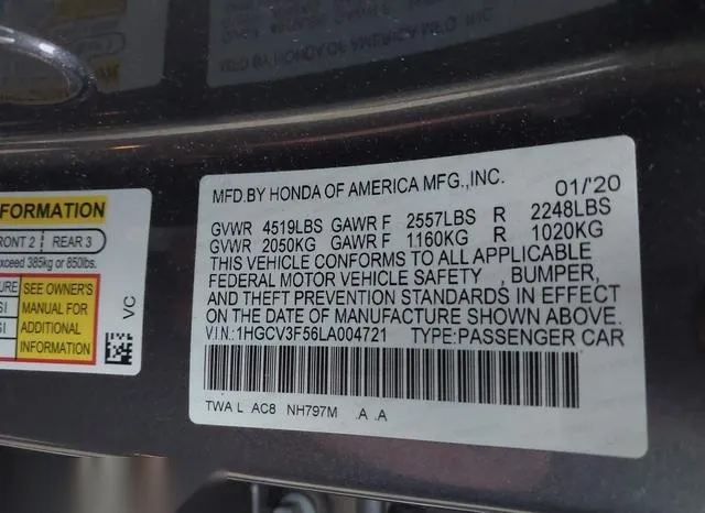 1HGCV3F56LA004721 2020 2020 Honda Accord- Hybrid Ex-L 9