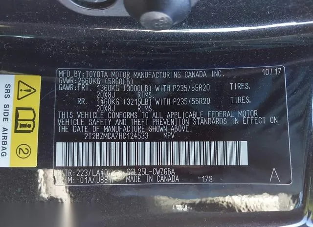 2T2BZMCA7HC124533 2017 2017 Lexus RX- 350 9