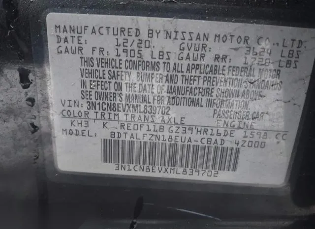 3N1CN8EVXML839702 2021 2021 Nissan Versa- Sv Xtronic Cvt 9