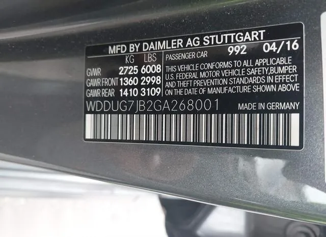 WDDUG7JB2GA268001 2016 2016 Mercedes-Benz AMG S 63- 4Matic 9