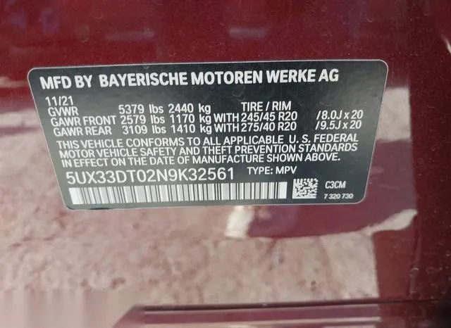 5UX33DT02N9K32561 2022 2022 BMW X4- Xdrive30I 9