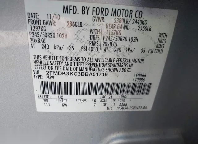 2FMDK3KC3BBA51719 2011 2011 Ford Edge- Limited 9