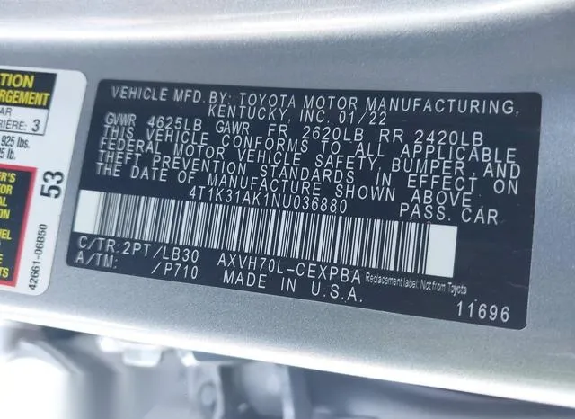 4T1K31AK1NU036880 2022 2022 Toyota Camry- Xse Hybrid 9