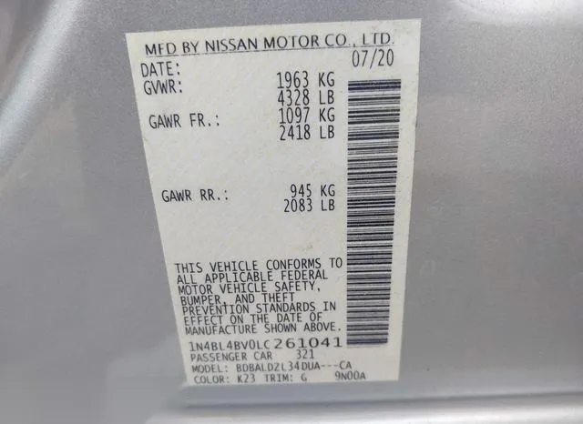 1N4BL4BV0LC261041 2020 2020 Nissan Altima- S Fwd 9