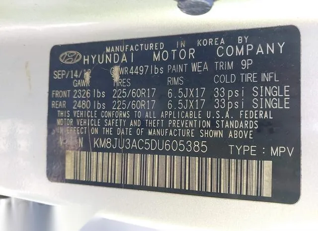 KM8JU3AC5DU605385 2013 2013 Hyundai Tucson- Gls 9