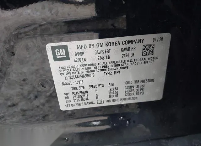 KL7CJLSB6MB309070 2021 2021 Chevrolet Trax- Fwd Lt 9