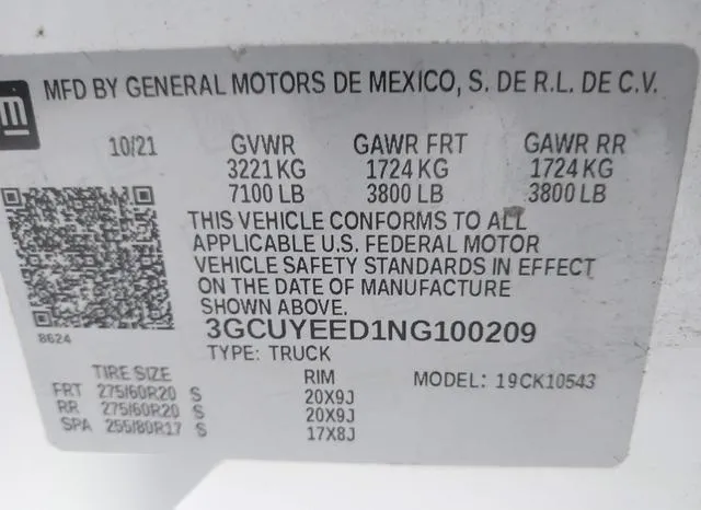 3GCUYEED1NG100209 2022 2022 Chevrolet Silverado 1500- 4Wd 9