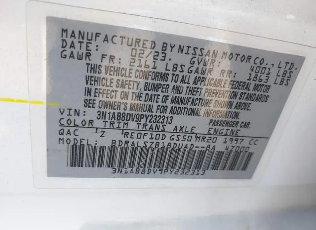 3N1AB8DV9PY232313 2023 2023 Nissan Sentra- Sr Xtronic Cvt 9