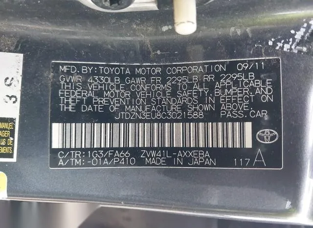 JTDZN3EU8C3021588 2012 2012 Toyota Prius- V Two 9