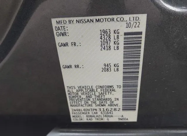 1N4BL4DV3PN316282 2023 2023 Nissan Altima- Sv Fwd 9