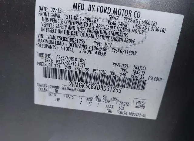 2FMGK5C8XDBD31255 2013 2013 Ford Flex- Sel 9