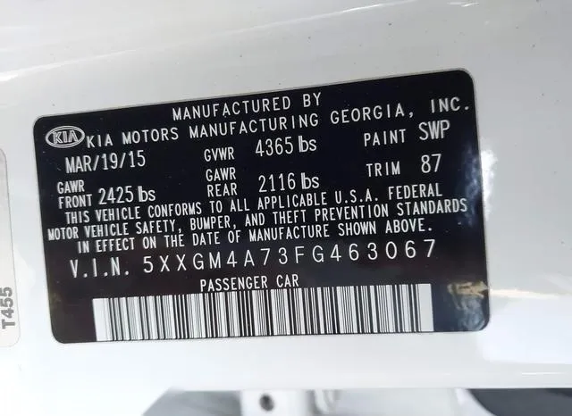 5XXGM4A73FG463067 2015 2015 KIA Optima- LX 9