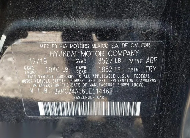 3KPC24A66LE114467 2020 2020 Hyundai Accent- SE 9