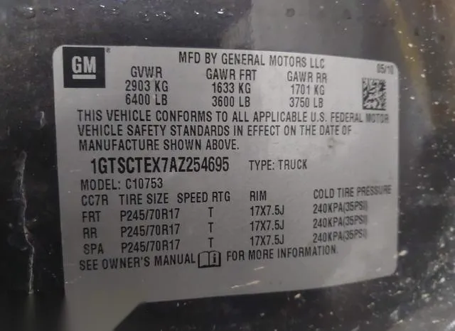 1GTSCTEX7AZ254695 2010 2010 GMC Sierra- 1500 Work Truck 9