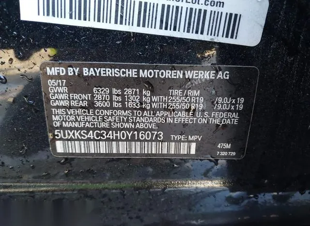 5UXKS4C34H0Y16073 2017 2017 BMW X5- Xdrive35D 9