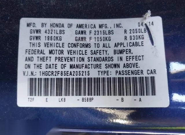 1HGCR2F85EA205215 2014 2014 Honda Accord- Ex-L 9