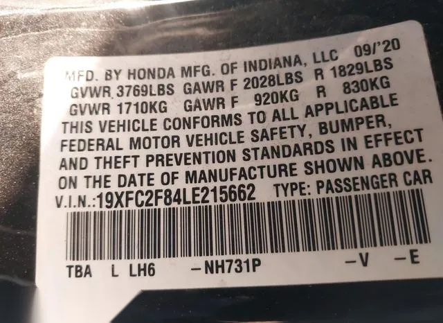 19XFC2F84LE215662 2020 2020 Honda Civic- Sport 9