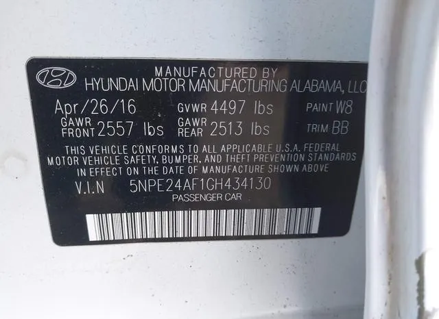 5NPE24AF1GH434130 2016 2016 Hyundai Sonata- SE 9