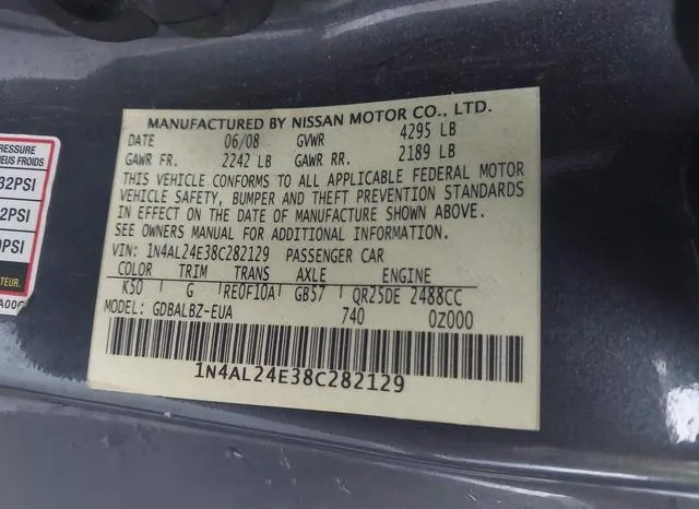 1N4AL24E38C282129 2008 2008 Nissan Altima- 2-5 S 9