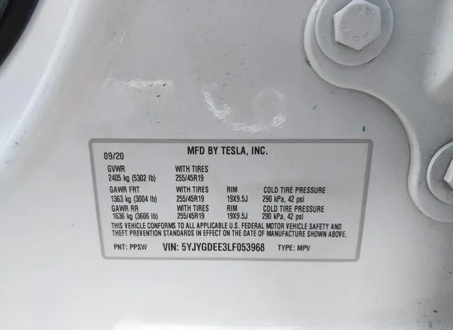 5YJYGDEE3LF053968 2020 2020 Tesla Model Y- Long Range Dual 9