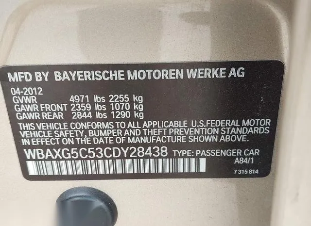 WBAXG5C53CDY28438 2012 2012 BMW 5 Series- 528I 9