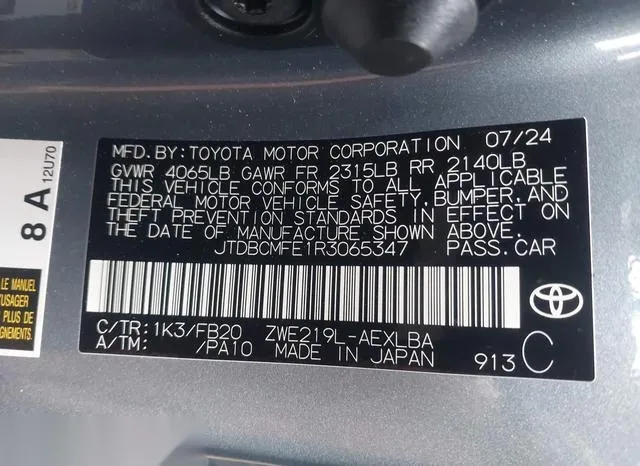 JTDBCMFE1R3065347 2024 2024 Toyota Corolla- Hybrid Le 9