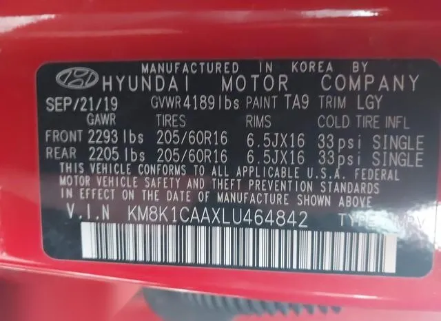 KM8K1CAAXLU464842 2020 2020 Hyundai Kona- SE 9