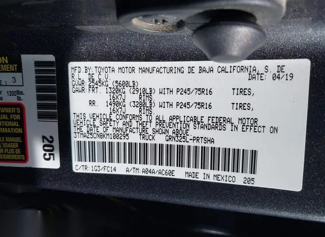 3TMAZ5CN8KM100295 2019 2019 Toyota Tacoma- Sr5 V6 9