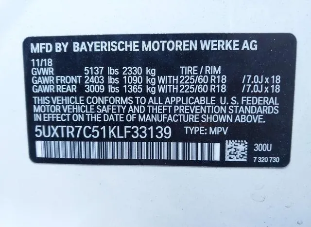 5UXTR7C51KLF33139 2019 2019 BMW X3- Sdrive30I 9