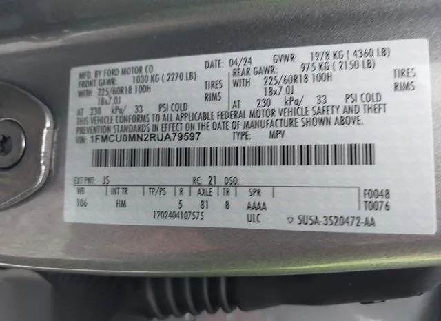 1FMCU0MN2RUA79597 2024 2024 Ford Escape- St-Line 9