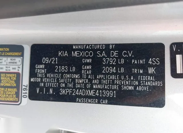 3KPF24ADXME413991 2021 2021 KIA Forte- Lxs 9