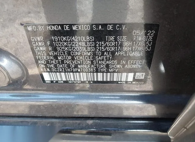 3CZRZ1H79PM700363 2023 2023 Honda HR-V- 2Wd Ex-L 9