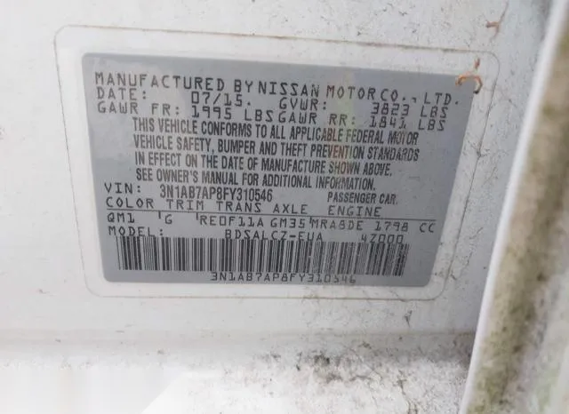 3N1AB7AP8FY310546 2015 2015 Nissan Sentra- S 9