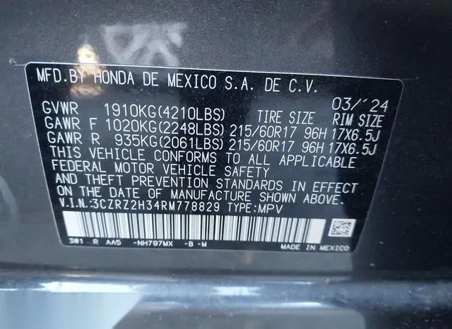 3CZRZ2H34RM778829 2024 2024 Honda HR-V- Awd Lx 9