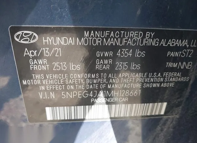 5NPEG4JA1MH128661 2021 2021 Hyundai Sonata- SE 9